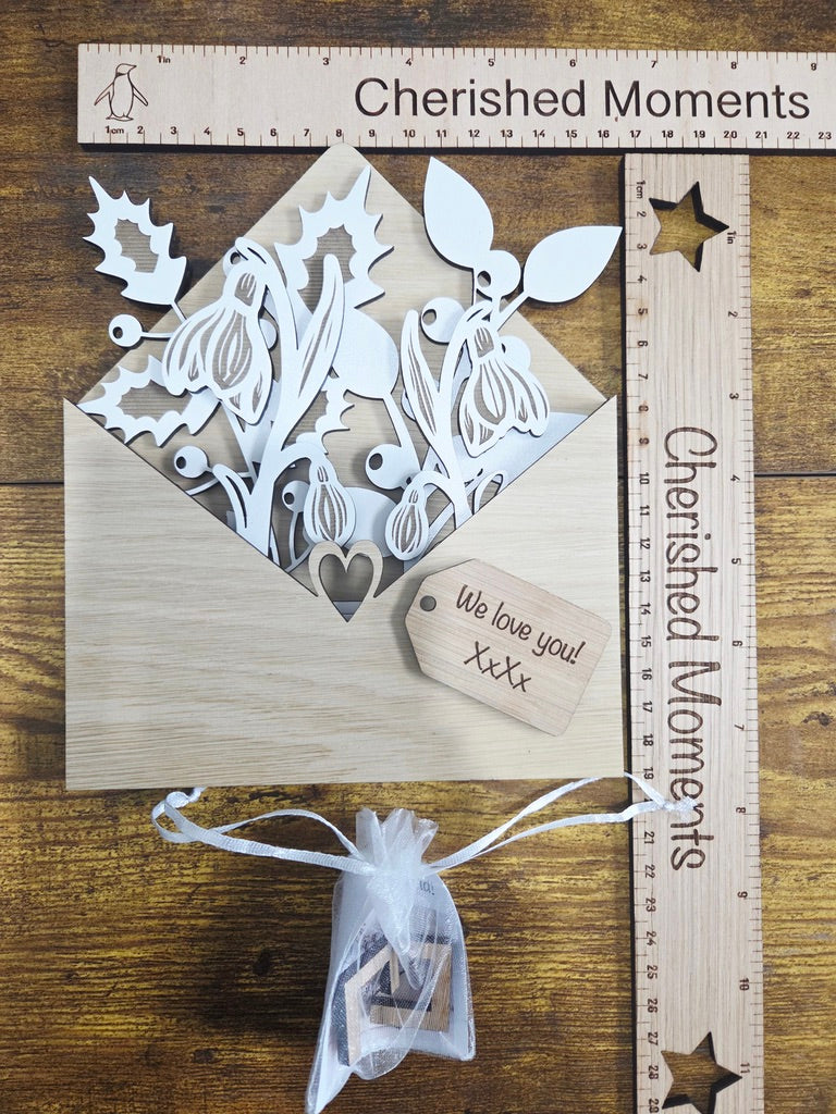 Personalised Wooden Holly Flower Box – Festive Christmas Décor & Gift