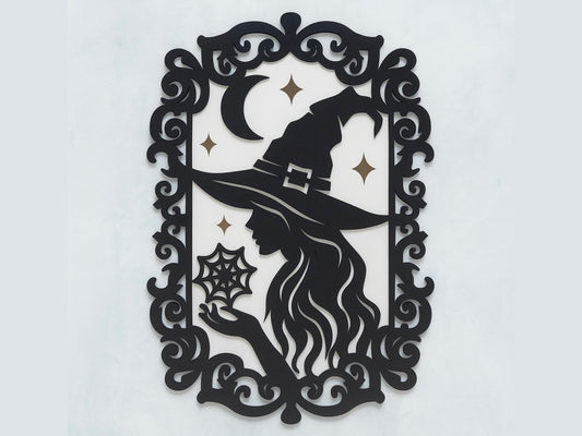 Witch Silhouette Wall Art – Gothic Halloween Decoration