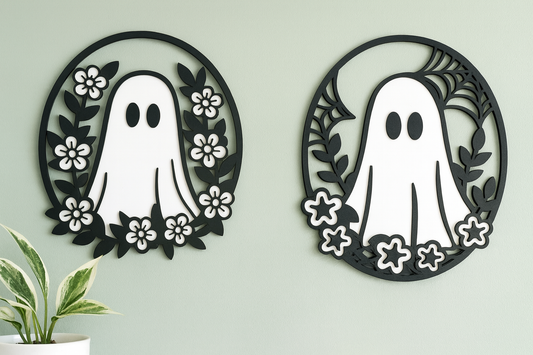 Floral Ghost Halloween Decoration – Spooky Fall Shelf Decor or Autumn Gift Idea