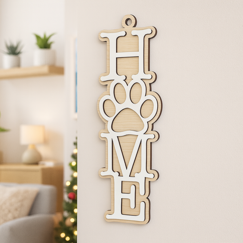 Personalised Wooden Paw Print Home Sign