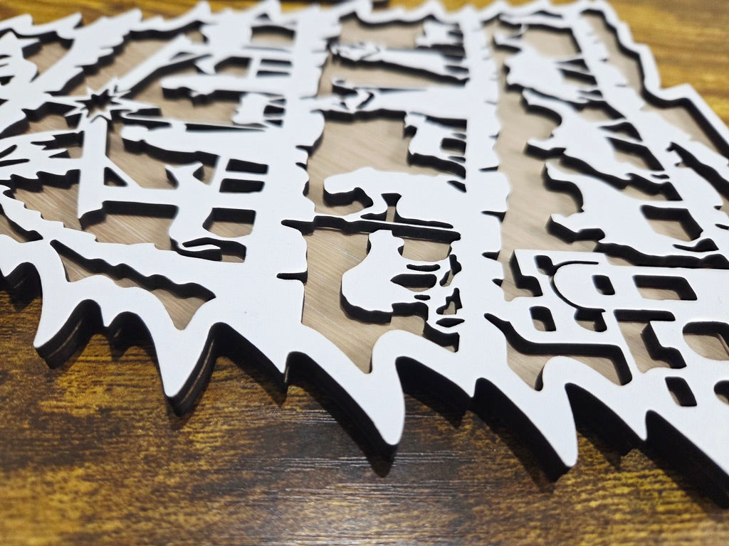 Wooden Nativity Scene Christmas Tree Decoration