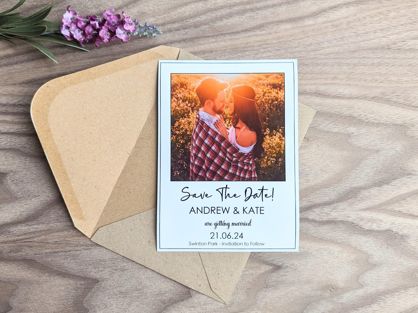 Photo Save The Date Magnet, With Kraft Envelopes