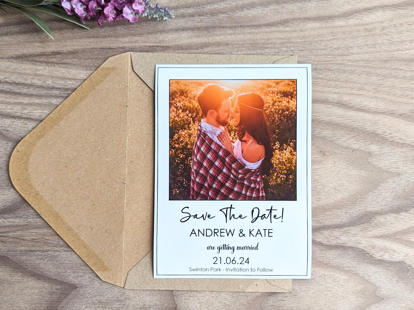 Photo Save The Date Magnet, With Kraft Envelopes