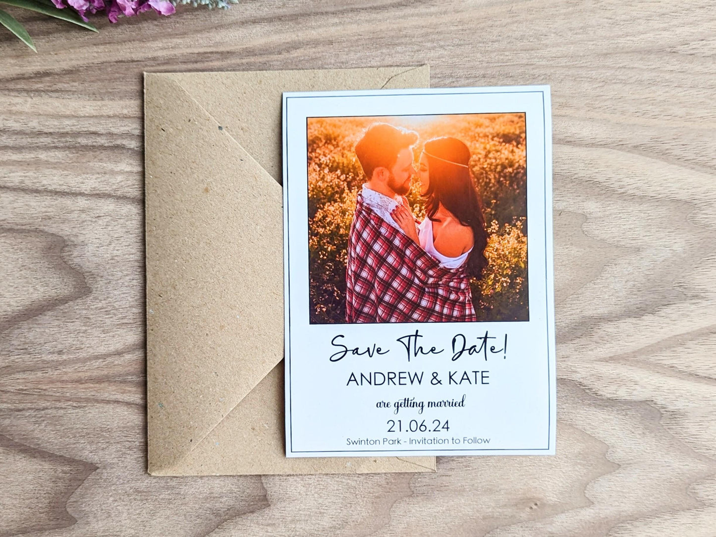 Photo Save The Date Magnet, With Kraft Envelopes