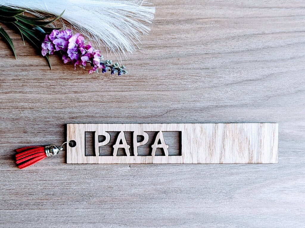 Personalised Papa Bookmark, Wooden Bookmark Gift
