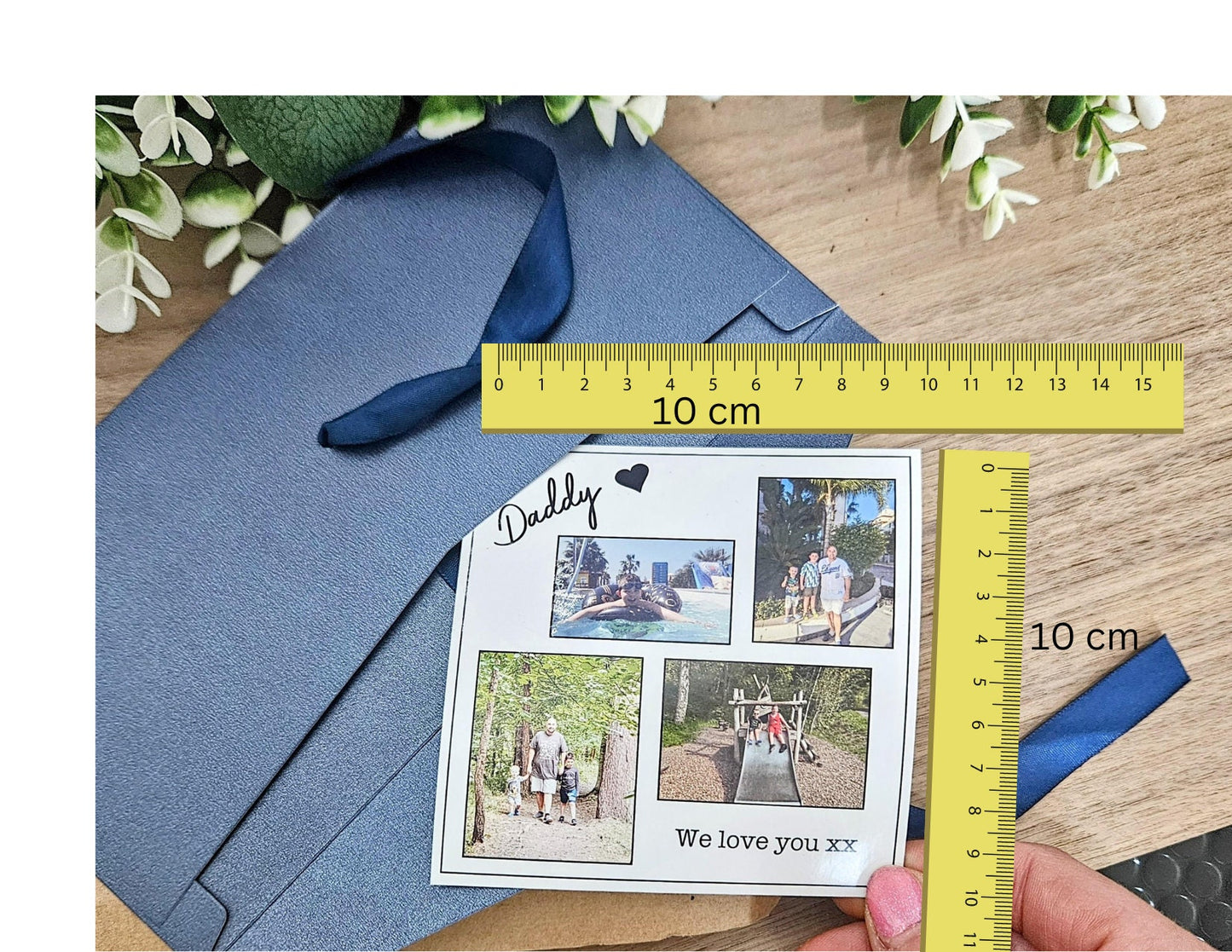 Personalised Dad Photo Magnet – Custom Keepsake Gift with 4 Photos & Messag