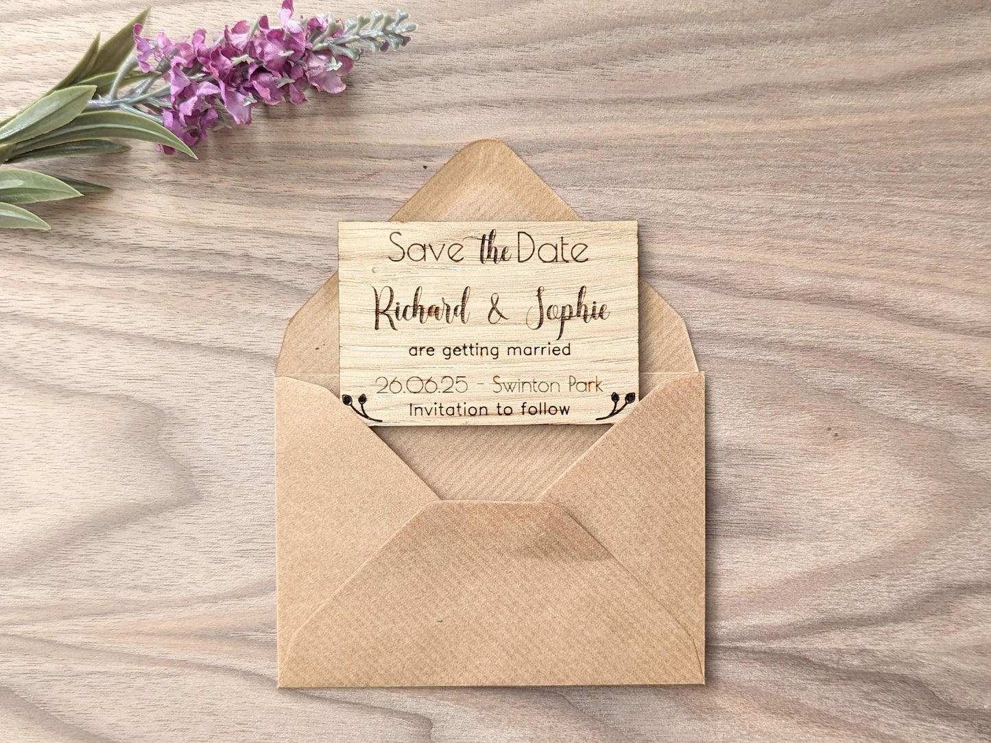Personalised Wooden Save The Date Magnet – Rustic Wedding Keepsake