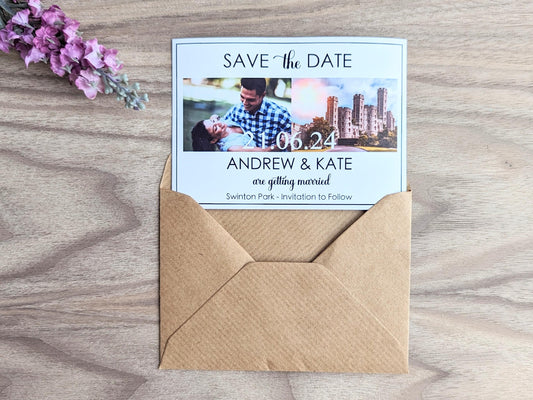 Personalised Save The Date Magnets with Kraft Envelopes