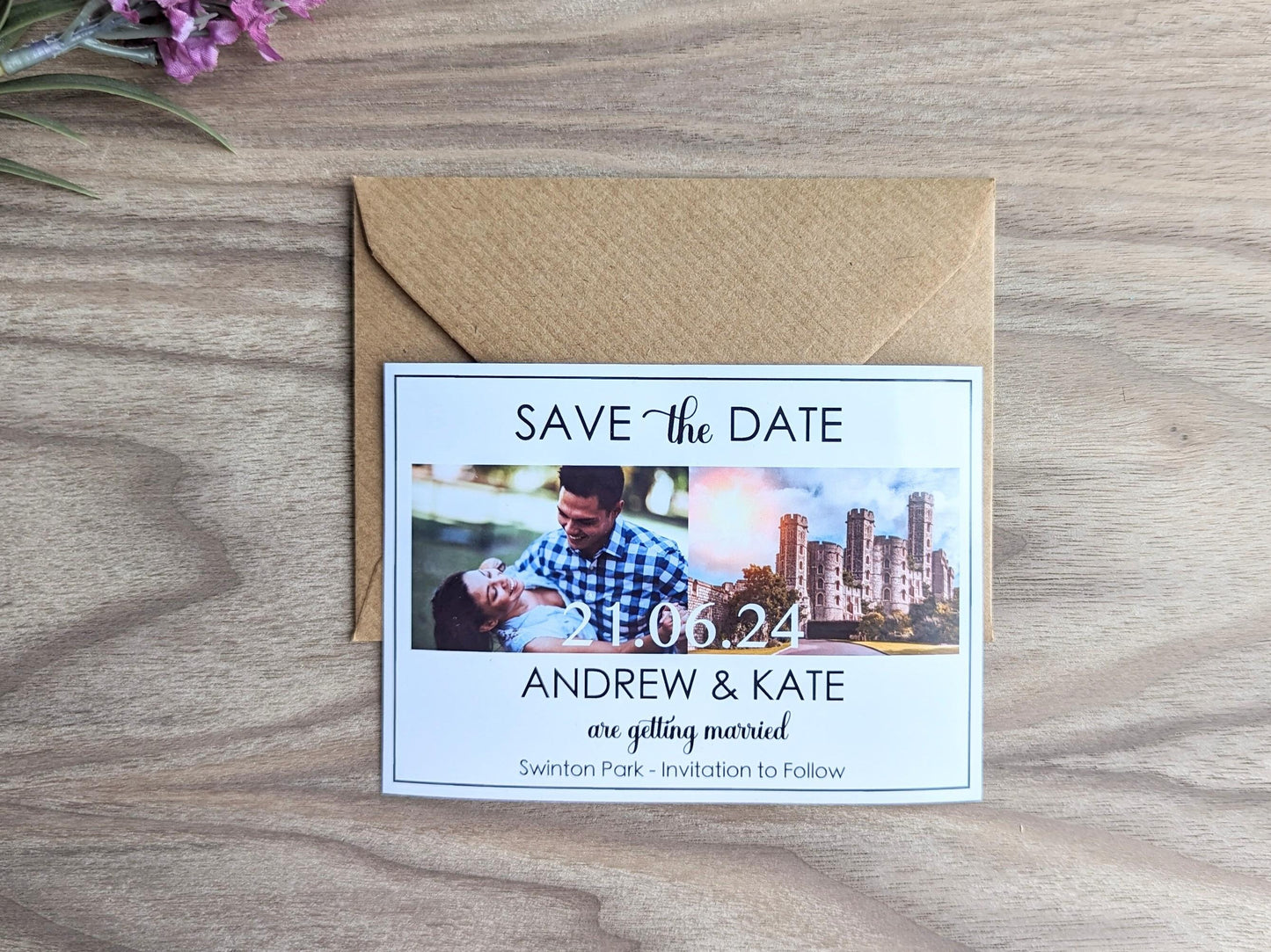 Personalised Save The Date Magnets with Kraft Envelopes
