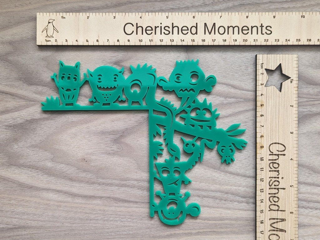 Monster Door Sign, Door Corner Trim, Green Bedroom Decor, Nursery Gift for Boys