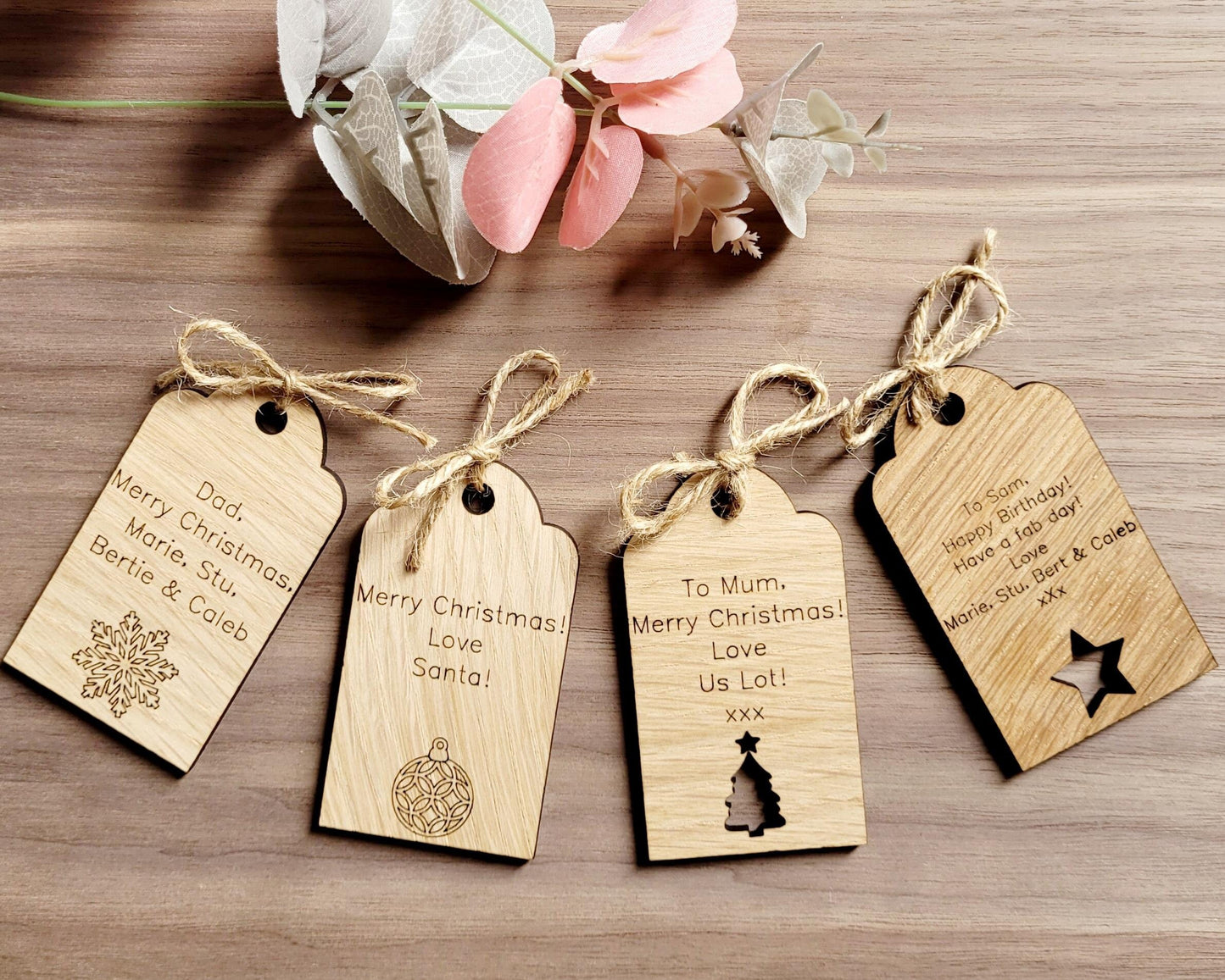 Personalised Wooden Gift Tag – Custom Oak Present Label & Keepsake