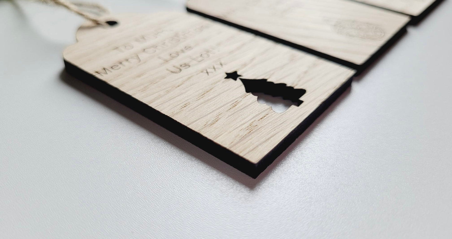 Personalised Wooden Gift Tag – Custom Oak Present Label & Keepsake