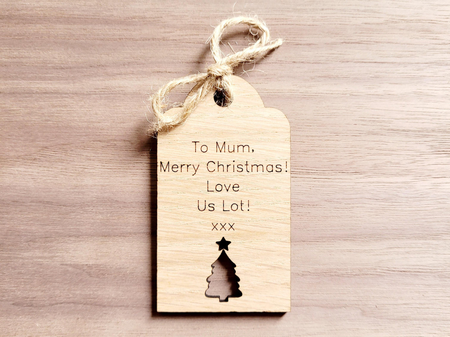 Personalised Wooden Gift Tag – Custom Oak Present Label & Keepsake