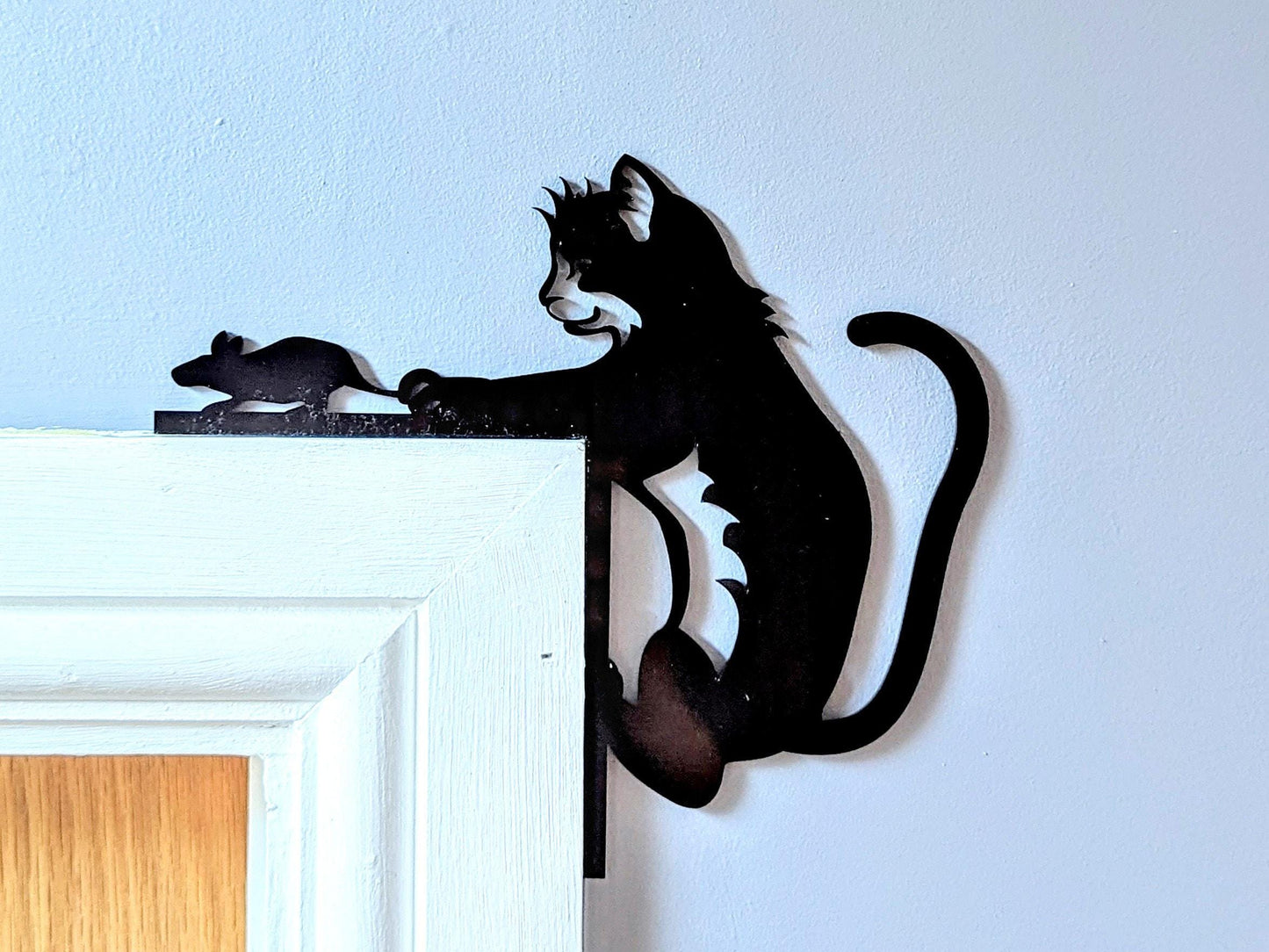 Cat Corner Decor – Playful Acrylic Silhouette for Door Frames, Shelves, or Photo Frames | Cute Home Accent for Cat Lovers