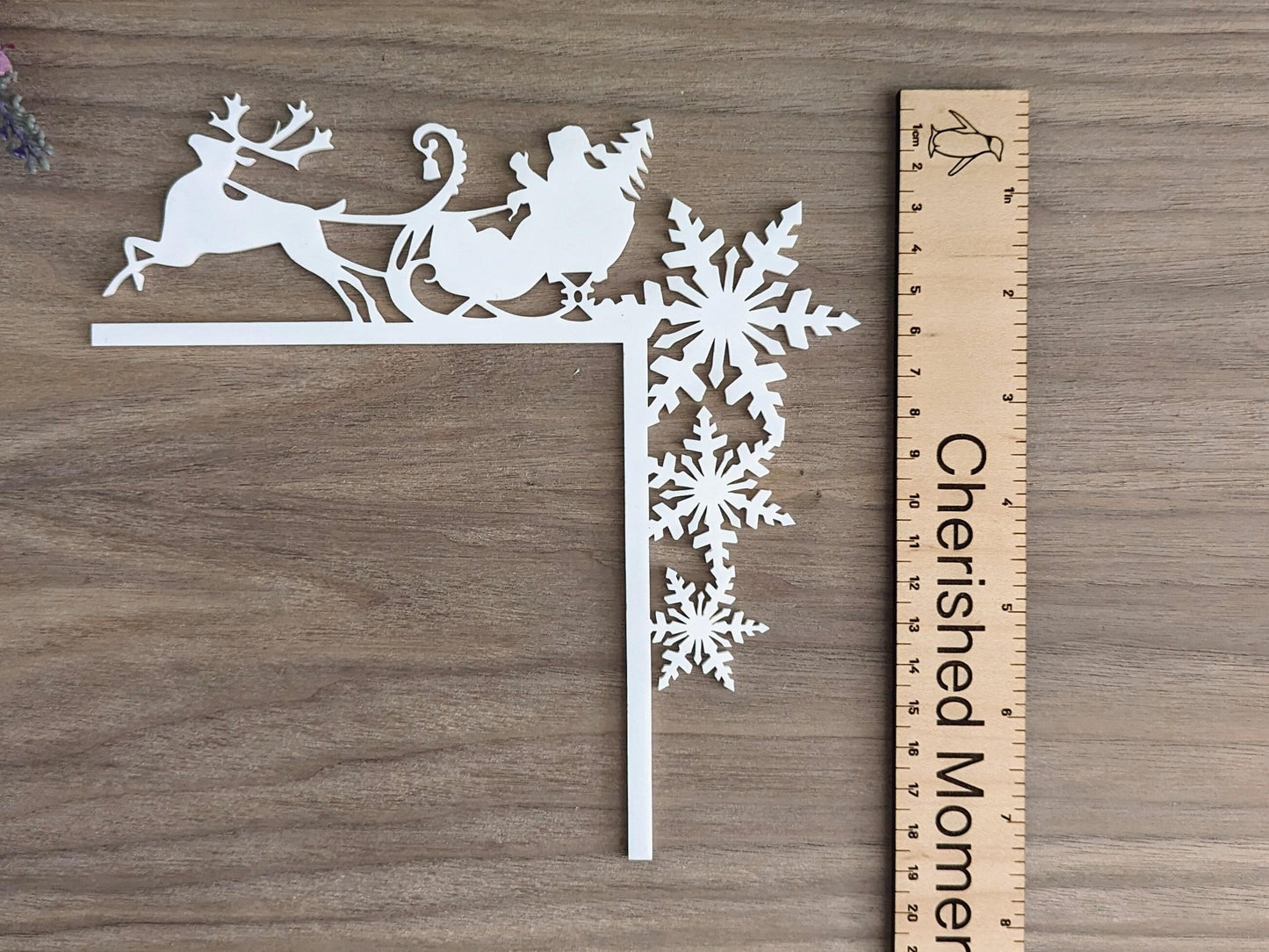 Santa Sleigh with Reindeer Door Corner Decoration – Black Acrylic Christmas Ornament