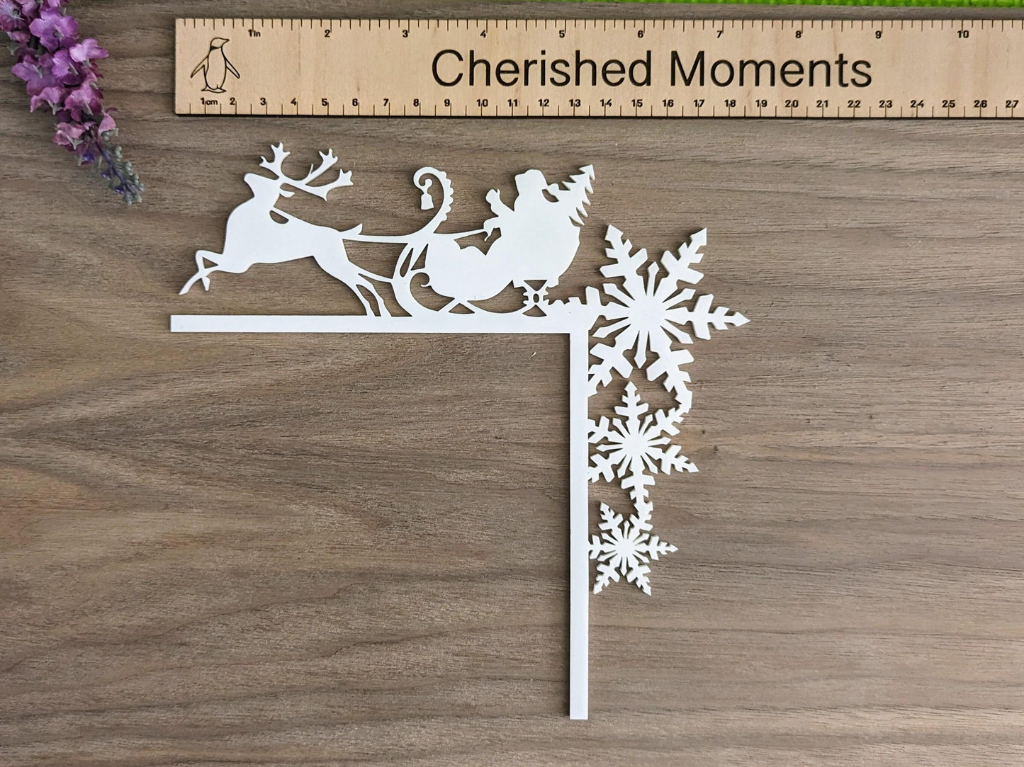 Santa Sleigh with Reindeer Door Corner Decoration – Black Acrylic Christmas Ornament