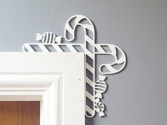 “White Candy Cane Christmas Door Corner Decoration