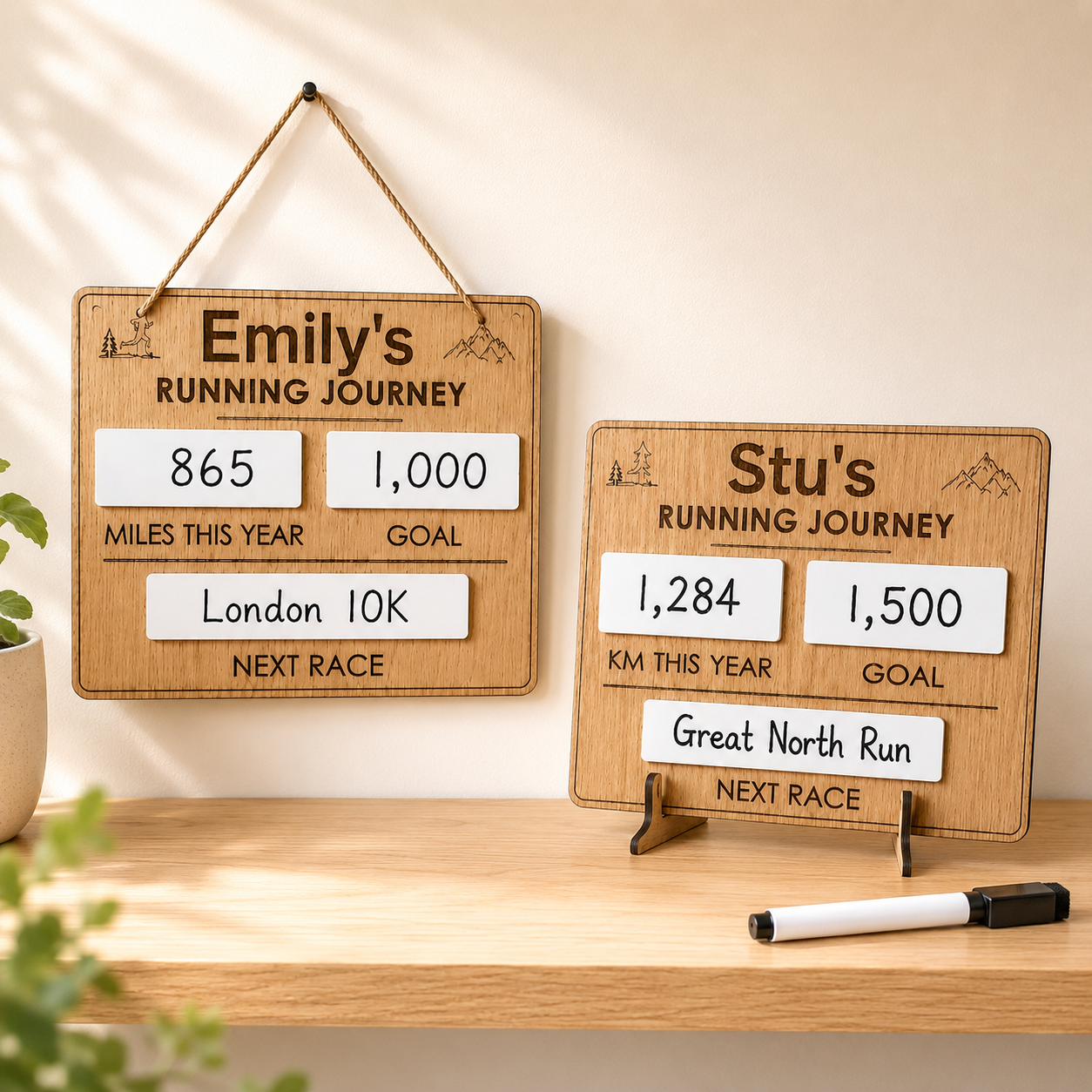 Personalised Running Journey Board, Dry Wipe Running Tracker, Miles or KM Goal Board, Runner Gift, Marathon & Parkrun Motivation