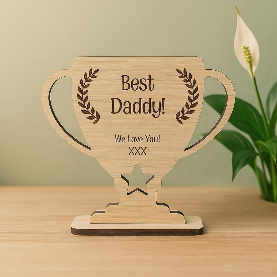 Personalised Wooden Teacher Trophy – Thank You Gift from Child or Class