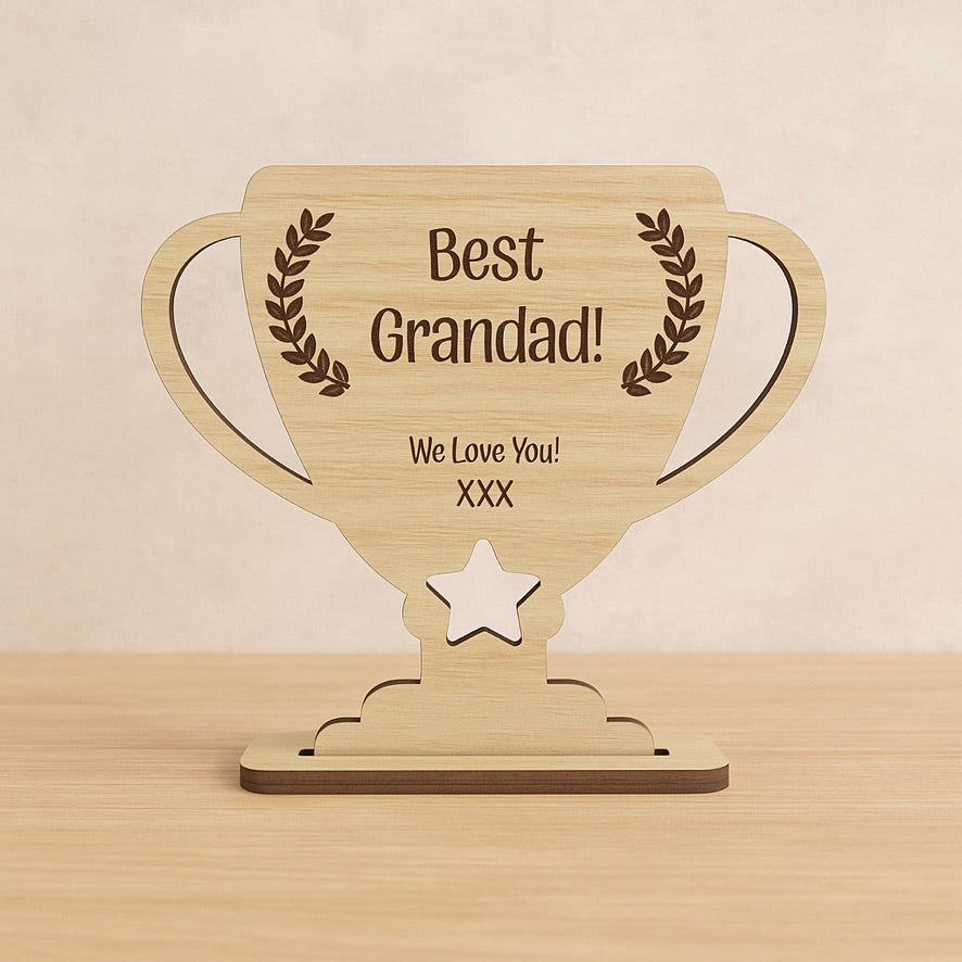 Personalised Wooden Teacher Trophy – Thank You Gift from Child or Class