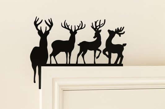 4 Stags Christmas Door Decoration – Festive Shelf Ornament & Seasonal Décor