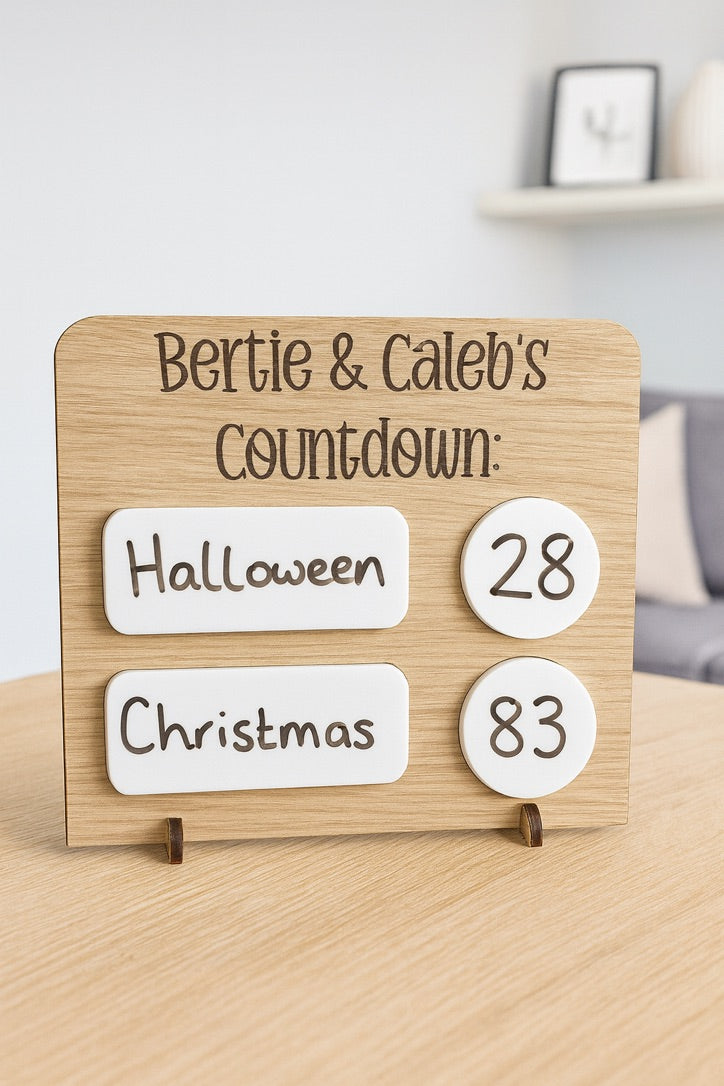 Personalised Countdown Board – Reusable Dry-Wipe Sign for Kids & Big Days