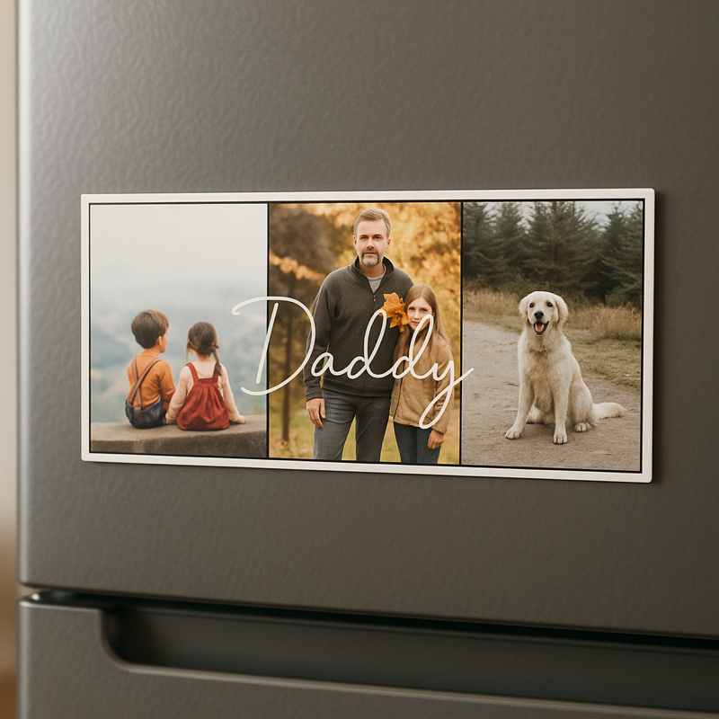 Personalised Photo Magnet for Daddy – 3 Images Picture Gift