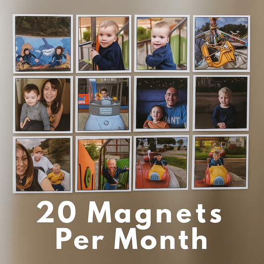 Photo Magnet Subscription – Personalised 5cm Square Fridge Magnets – Custom Picture Gift – Photo Dump Monthly Keepsake for Family & Friends