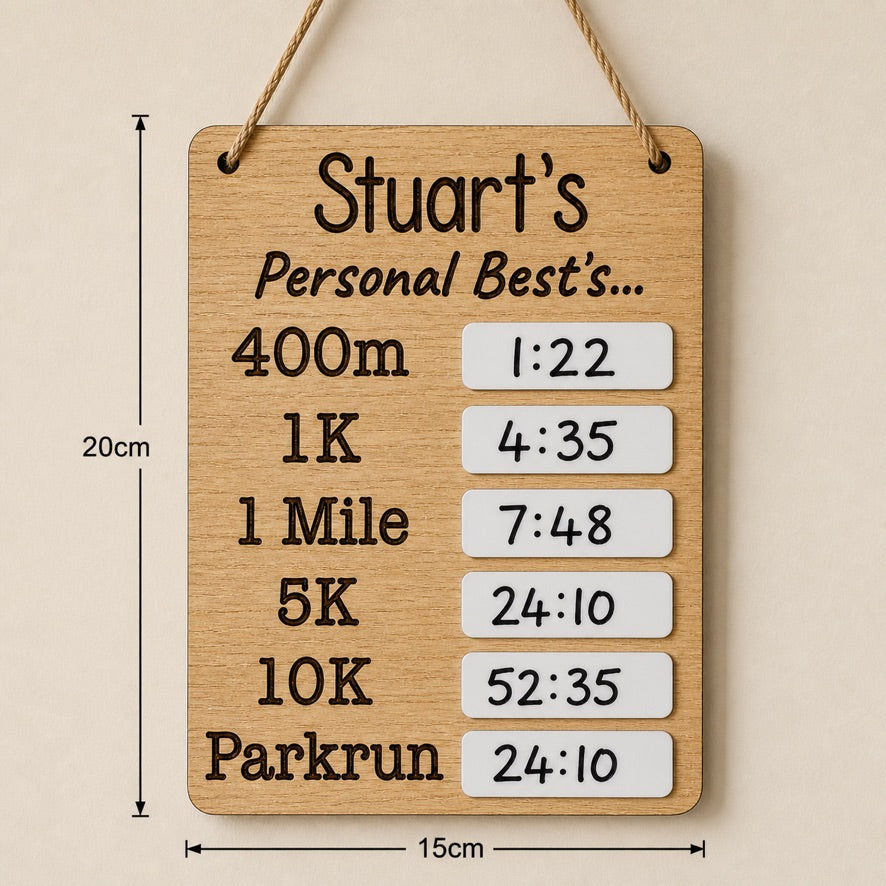    Parkrun PB board personalised with custom name