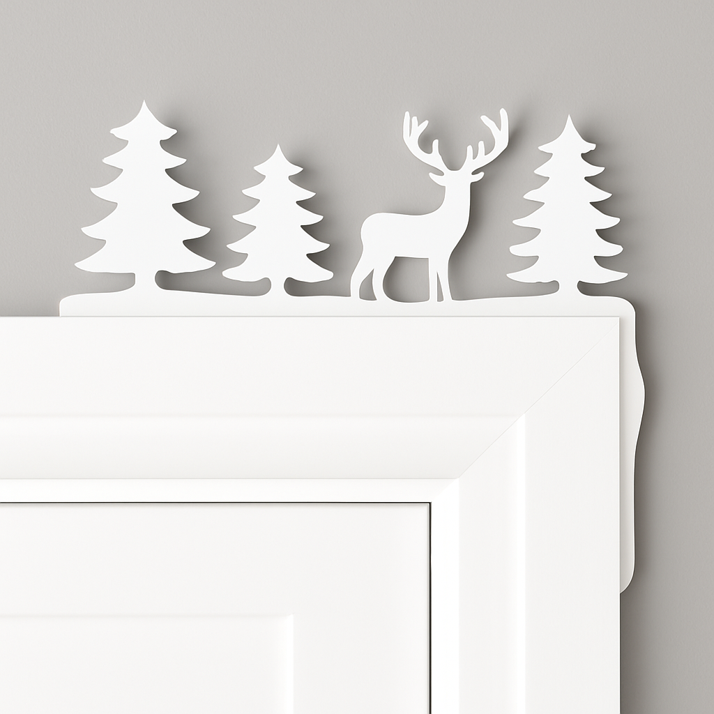 “Reindeer Christmas Door Corner Decoration in black or white acrylic – festive holiday ornament with free UK delivery”
