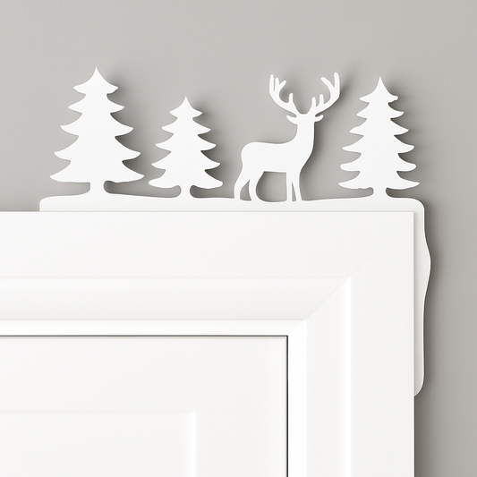“Reindeer Christmas Door Corner Decoration in black or white acrylic – festive holiday ornament with free UK delivery”
