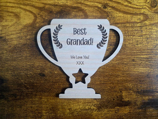 Personalised Wooden Trophy Gift – Best Dad, Grandad, Uncle | Custom Engraved Keepsake for Father’s Day, Birthday or Christmas