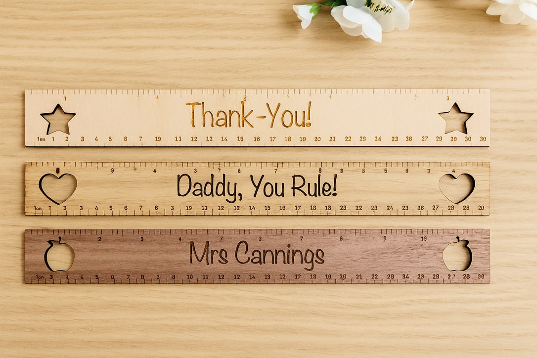 Personalised Wooden Ruler – Custom Engraved Gift