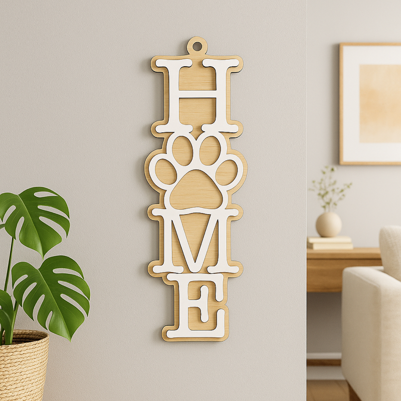 Personalised Wooden Paw Print Home Sign