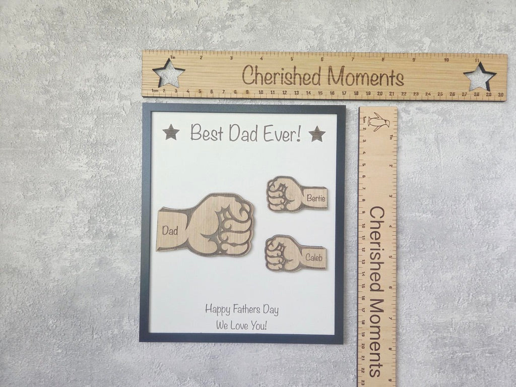 Personalised Fist Bump Wall Sign Gift | Custom Wooden Plaque for Dad, Grandad, Mum or Nanny