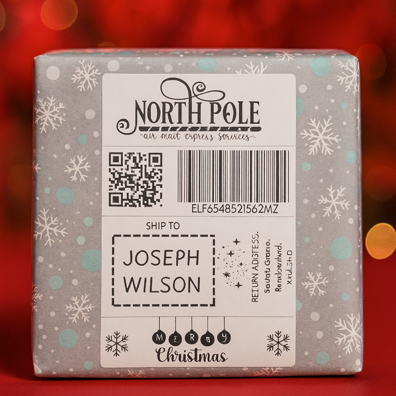 Christmas Delivery Label Stickers – QR Santa Tracker, Santa Express, North Pole & Sleigh Mail Designs | Magical Gift Wrap Labels for Kids, Christmas Eve Boxes