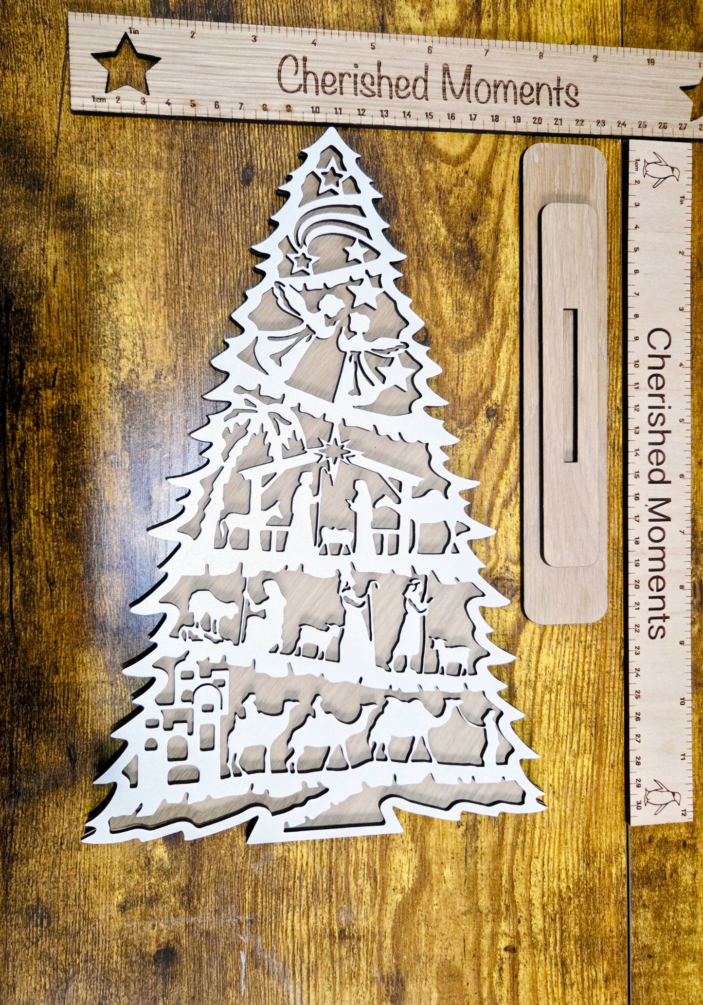 Wooden Nativity Scene Christmas Tree Decoration