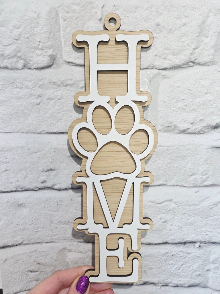 Personalised Wooden Paw Print Home Sign