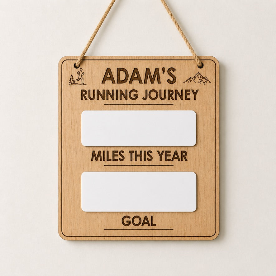 Personalised Running Goal Tracker, Miles This Year Board, Annual Mileage Tracker, Dry Wipe Running Board, Runner Gift