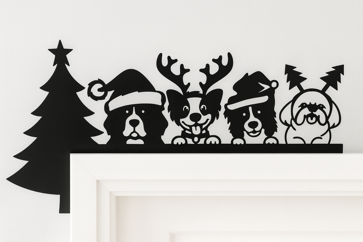 “Christmas Dog Door Corner Decoration in acrylic – festive ornament for pet lovers”
