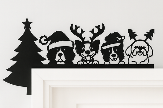 “Christmas Dog Door Corner Decoration in acrylic – festive ornament for pet lovers”
