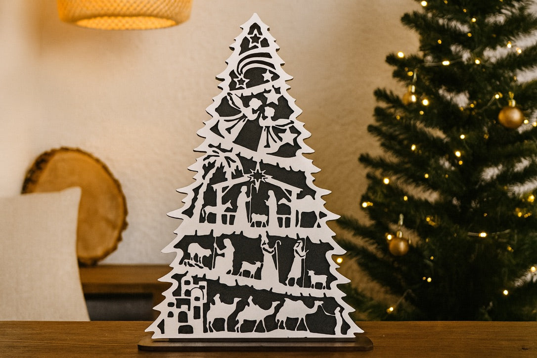 Wooden Nativity Scene Christmas Tree Decoration