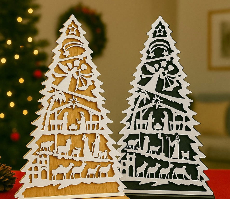 Wooden Nativity Scene Christmas Tree Decoration