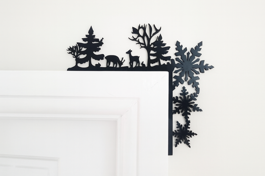 Deer in the Woods acrylic door corner decoration in black