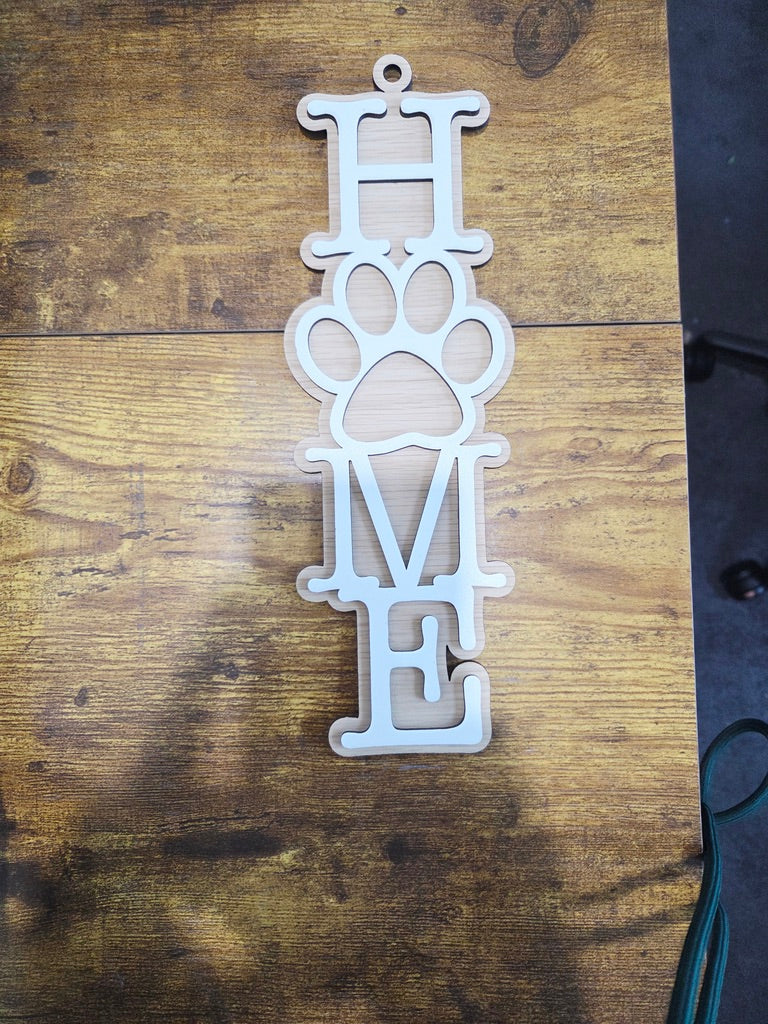 Personalised Wooden Paw Print Home Sign
