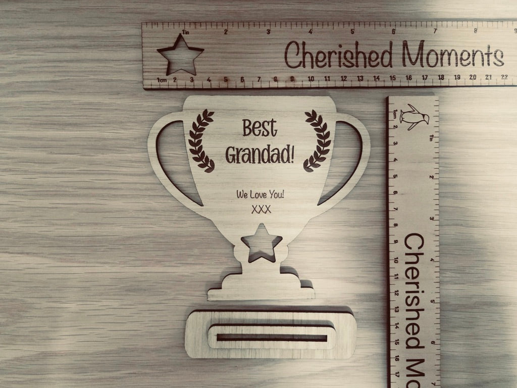Personalised Wooden Teacher Trophy – Thank You Gift from Child or Class
