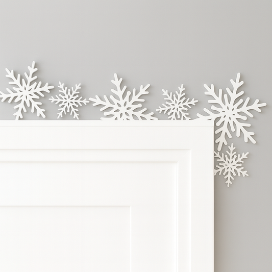 “Snowflake Wooden Christmas Door Corner Decoration made from MDF, one-sided with left or right option”
