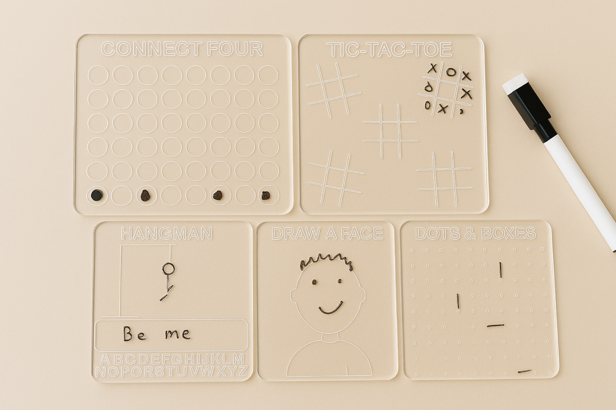 Dry-Erase Travel Games for Kids – Reusable Educational Gift, Homeschool Activity, Road Trip Fun