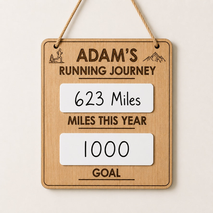 Personalised Running Goal Tracker, Miles This Year Board, Annual Mileage Tracker, Dry Wipe Running Board, Runner Gift