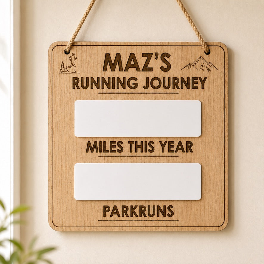 Personalised Parkrun Running Board, Miles & Kilometre Tracker, Running Goals Board, Dry Wipe PB Tracker, Runner Gift